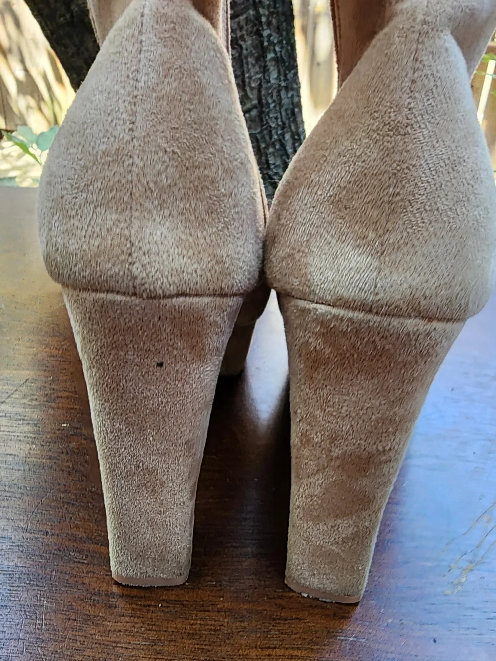Taupe Faux Suede Concealed Platform Ankle Booties Side Zip Heeled Boots [8.5/39]